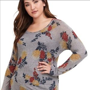 Torrid floral sweater raglan plus size